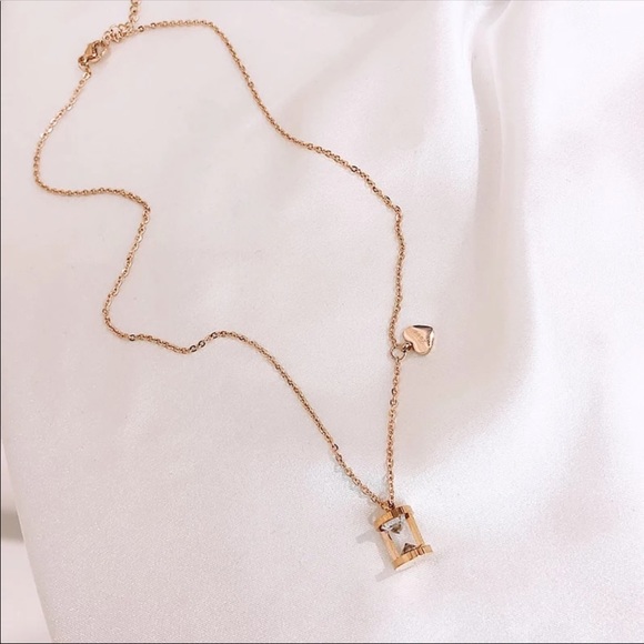 HOURGLASS ♡ AAA Cubic Zirconia Diamond Stainless Steel Necklace - Picture 3 of 6